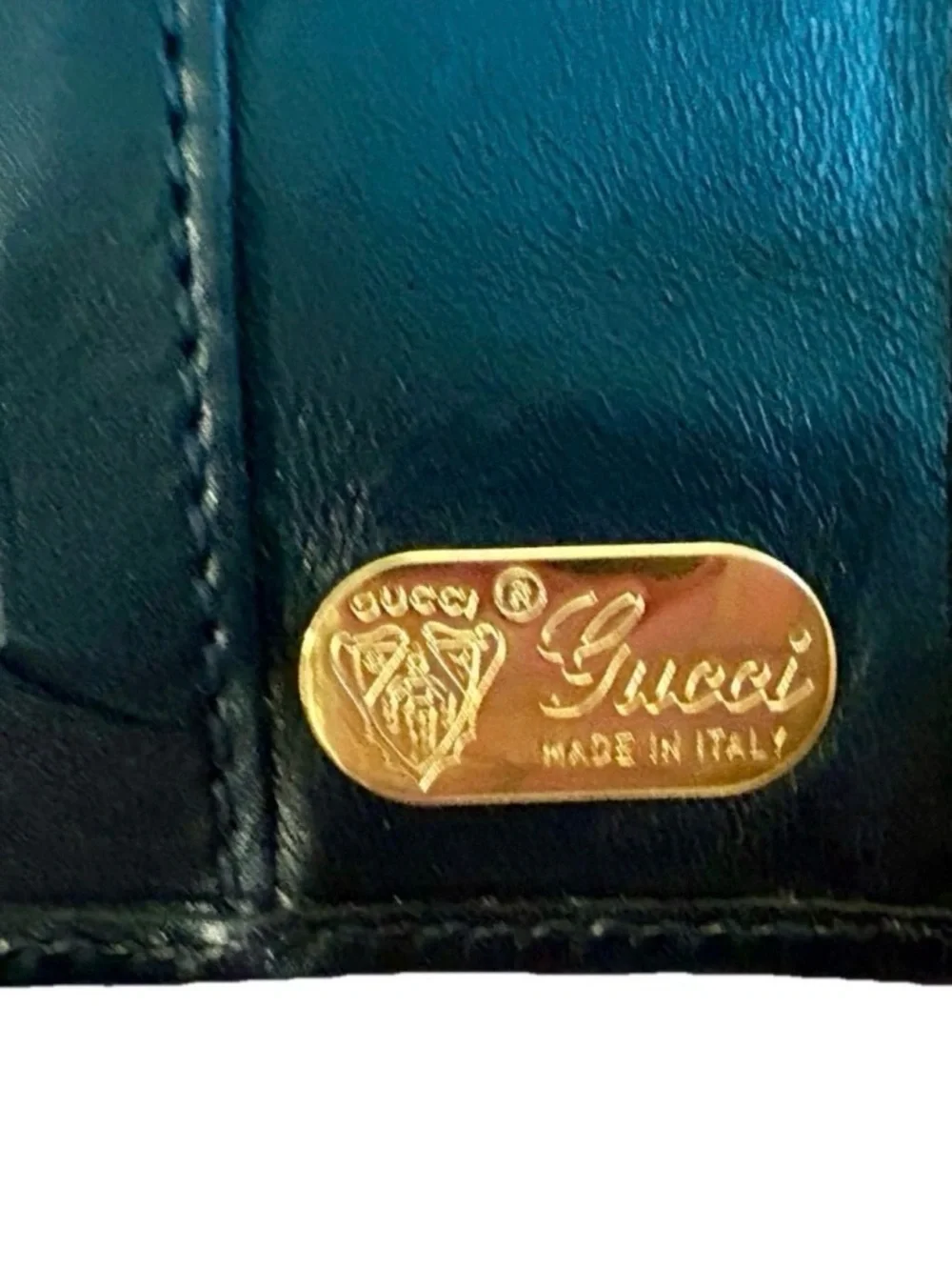 '80s Vintage Gucci Navy GG Long Monogram Clutch-Wallet - Picture 6 of 14